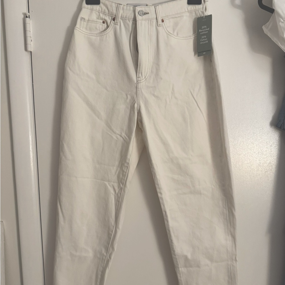 H&M White High Waisted Mom Jeans